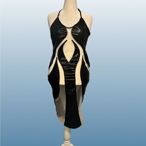 AKIRA Black and Nude Backless Sexy Club Dress
